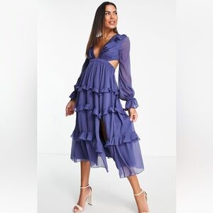 ASOS Design - Tiered Ruffle Midi Dress